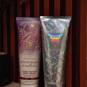 Bath & Body Works Holiday Glow Duo – Strawberry Snowflakes & Platinum Body Cream
